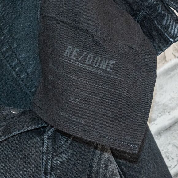 RE/DONE Women's High-Rise Loose Distressed Denim Jeans in Worn in Black sz 26 - Picture 9 of 14